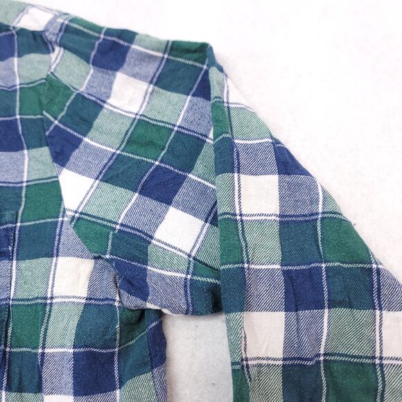 John Ashford Gingham Flannel Casual Button Up Shirt Mens Size L Blue Green White - Picture 5 of 10